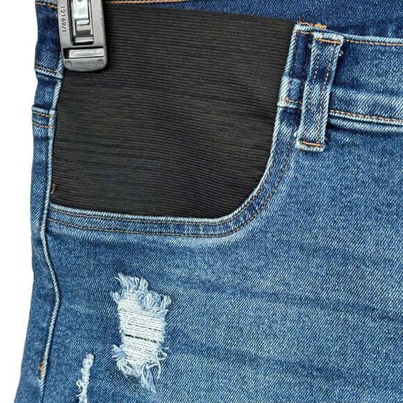 Time & Tru Large (12-14) Maternity Jean Shorts Side Panels Whisker Stretch Cuff - Picture 2 of 7